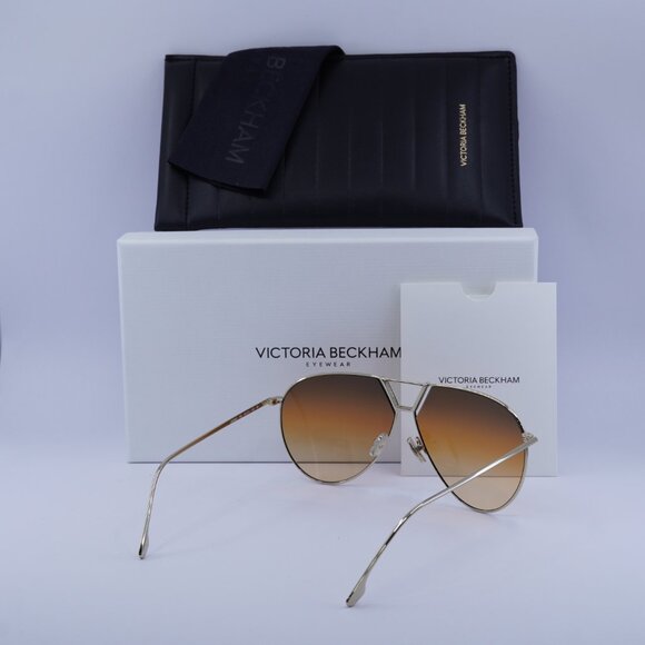 Victoria Beckham VB208S 702 Sunglasses Gold Aviator Frame, Brown Lenses - Picture 8 of 8